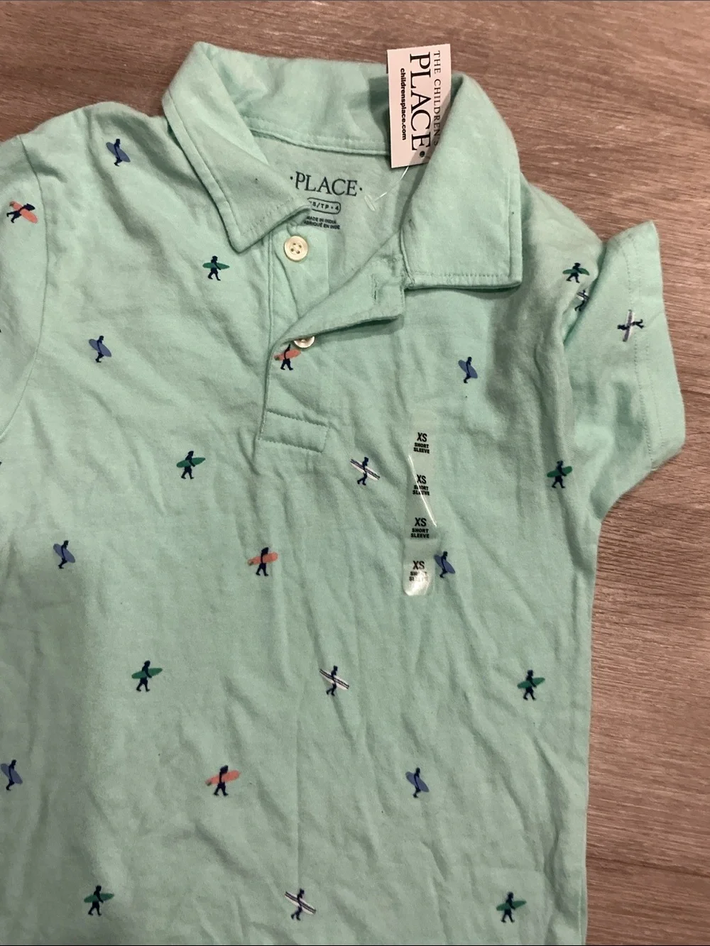 The Children's Place Aqua Polo Shirt with Embroidered Stars .Short